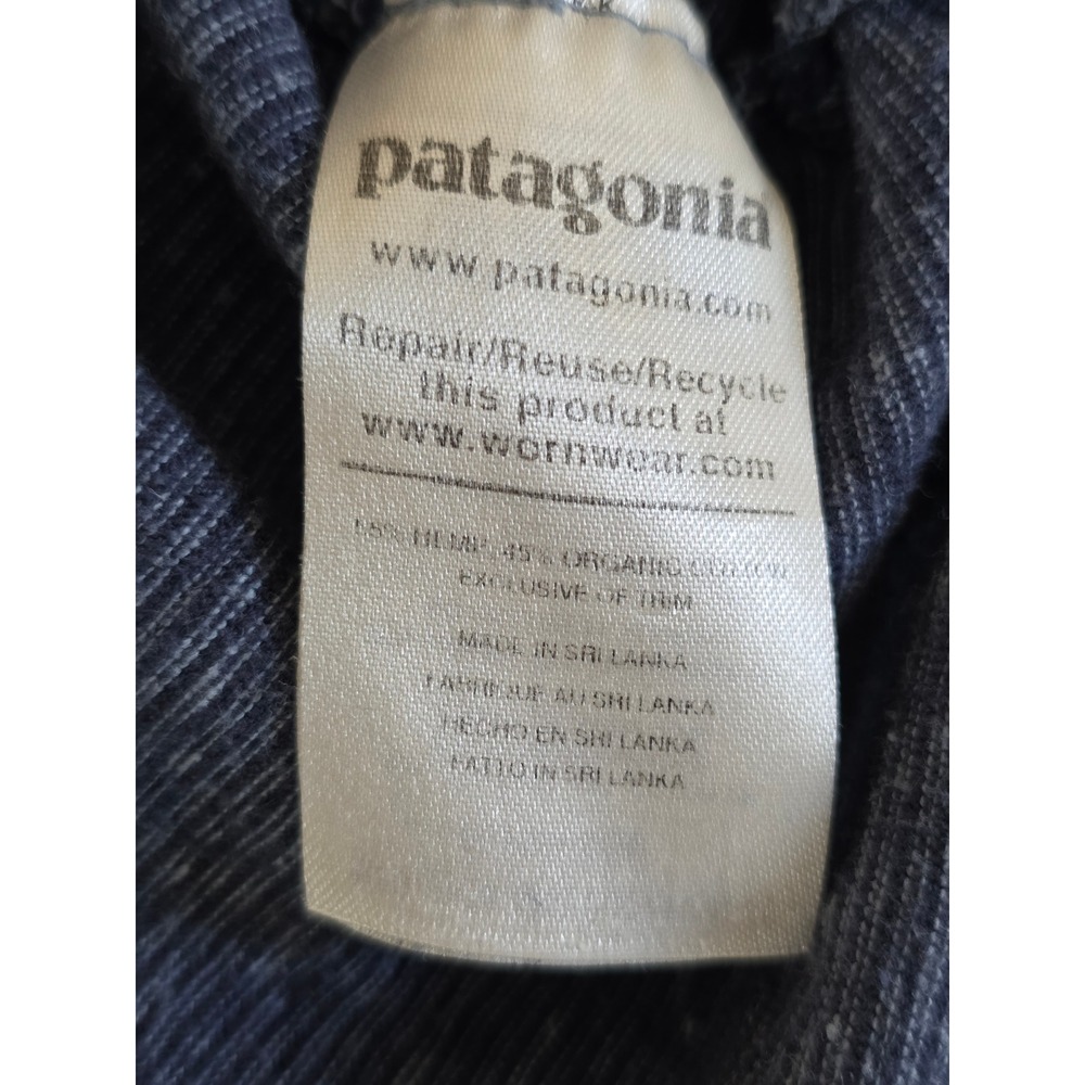 Patagonia Trail Harbor Tee Small Long Plains Berlin Blue Striped Boxy Hemp - Picture 5 of 7